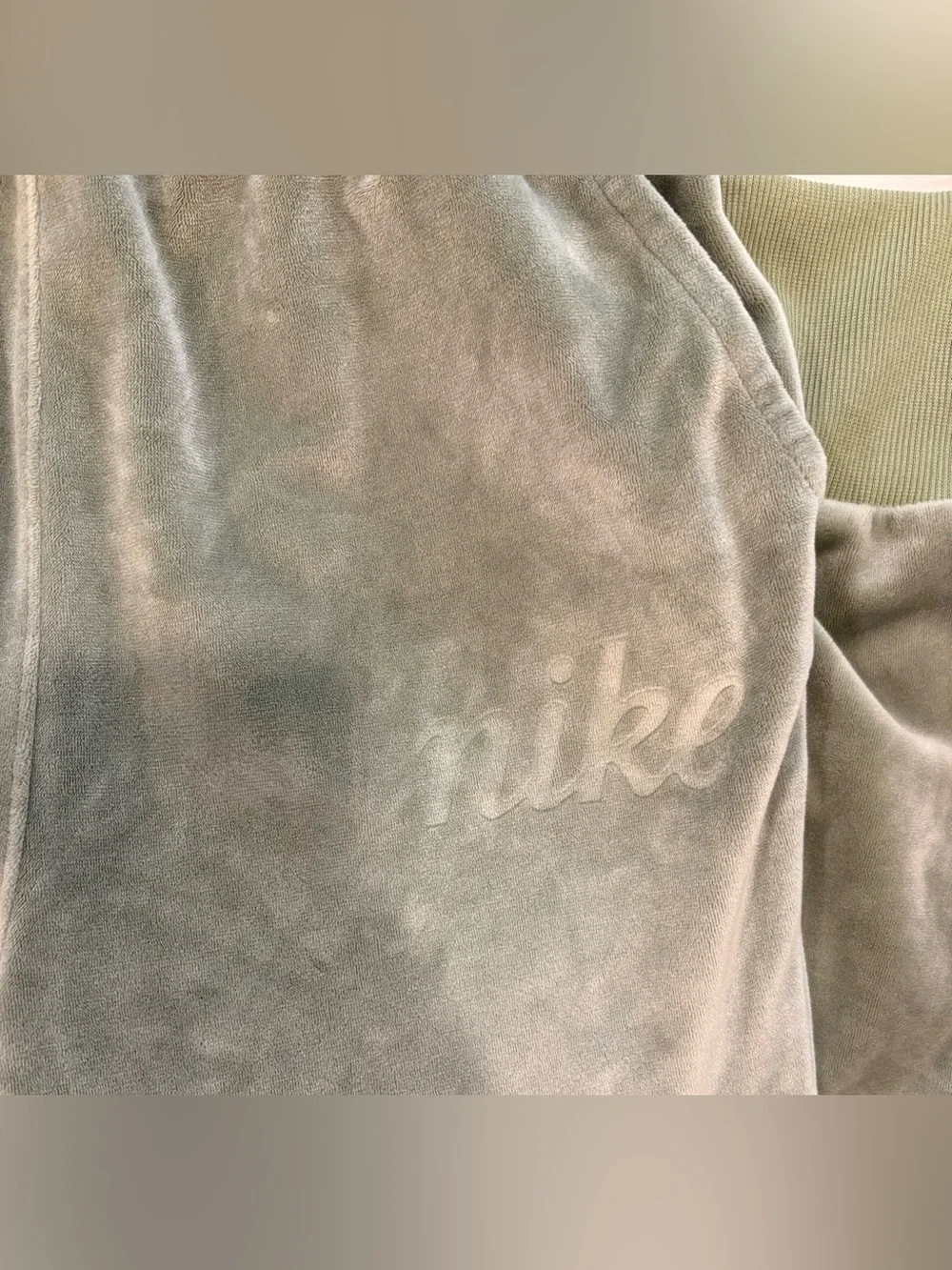 Nike Velour Joggers Youth Large Fits XS Women Sage Green Luxe
